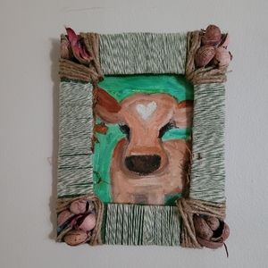 Oil painting cow mixed media
